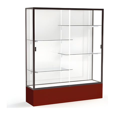 Spirit Maroon Display Case (Unighted), White Laminate Back w/ Dark Bronze aluminum frame finish, 72"H x 60"W x 16"D