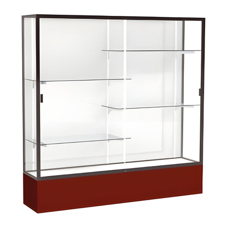 Spirit Maroon Display Case (Unighted), White Laminate Back w/ Dark Bronze aluminum frame finish, 72"H x 72"W x 16"D