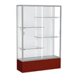 Spirit Maroon Display Case (Unighted), White Laminate Back w/ Satin Natural aluminum frame finish, 72"H x 48"W x 16"D