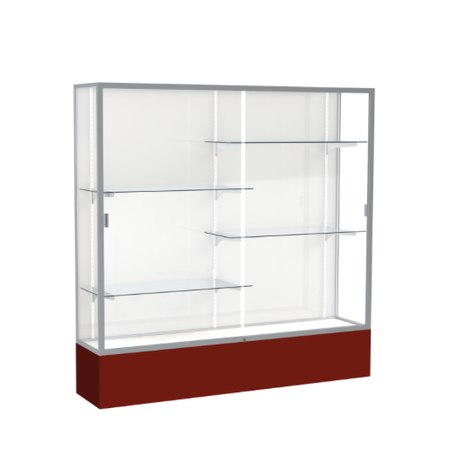 Spirit Maroon Display Case (Unighted), White Laminate Back w/ Satin Natural aluminum frame finish, 72"H x 72"W x 16"D