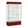 Spirit Maroon Display Case (Lighted), White Laminate Back w/ Satin Natural aluminum frame finish, 80"H x 48"W x 16"D
