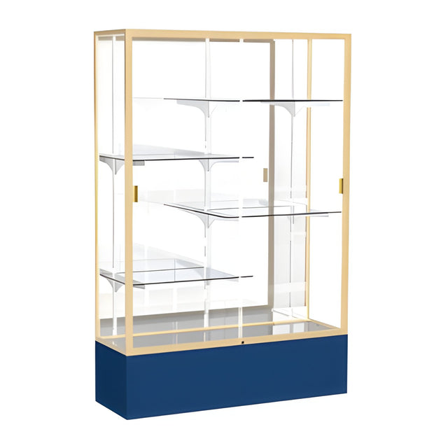Spirit Navy Display Case (Unighted), Mirror Back w/ Champagne aluminum frame finish, 72"H x 48"W x 16"D
