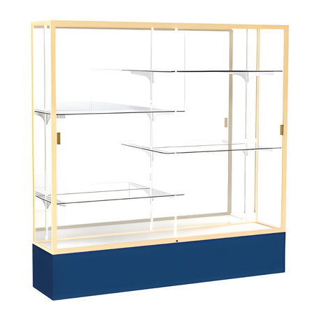 Spirit Navy Display Case (Unighted), Mirror Back w/ Champagne aluminum frame finish, 72"H x 72"W x 16"D
