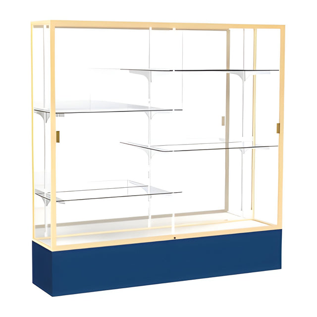 Spirit Navy Display Case (Unighted), Mirror Back w/ Champagne aluminum frame finish, 72"H x 72"W x 16"D