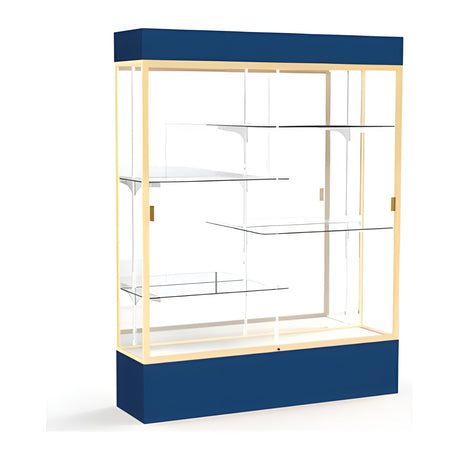Spirit Navy Display Case (Lighted), Mirror Back w/ Champagne aluminum frame finish, 80"H x 60"W x 16"D
