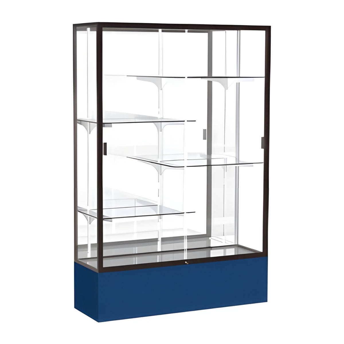 Spirit Navy Display Case (Unighted), Mirror Back w/ Dark Bronze aluminum frame finish, 72"H x 48"W x 16"D