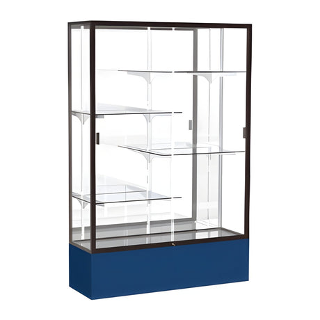 Spirit Navy Display Case (Unighted), Mirror Back w/ Dark Bronze aluminum frame finish, 72"H x 48"W x 16"D