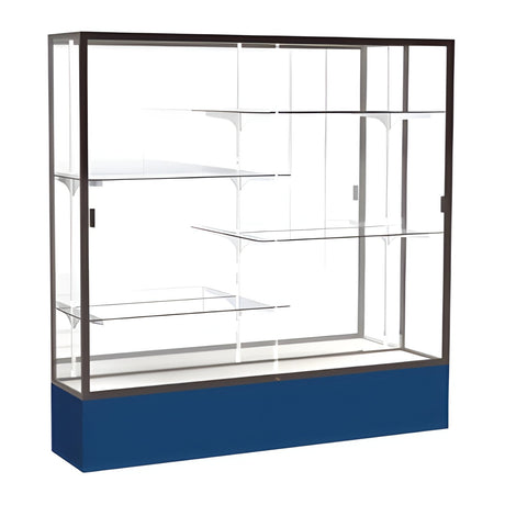 Spirit Navy Display Case (Unighted), Mirror Back w/ Dark Bronze aluminum frame finish, 72"H x 72"W x 16"D