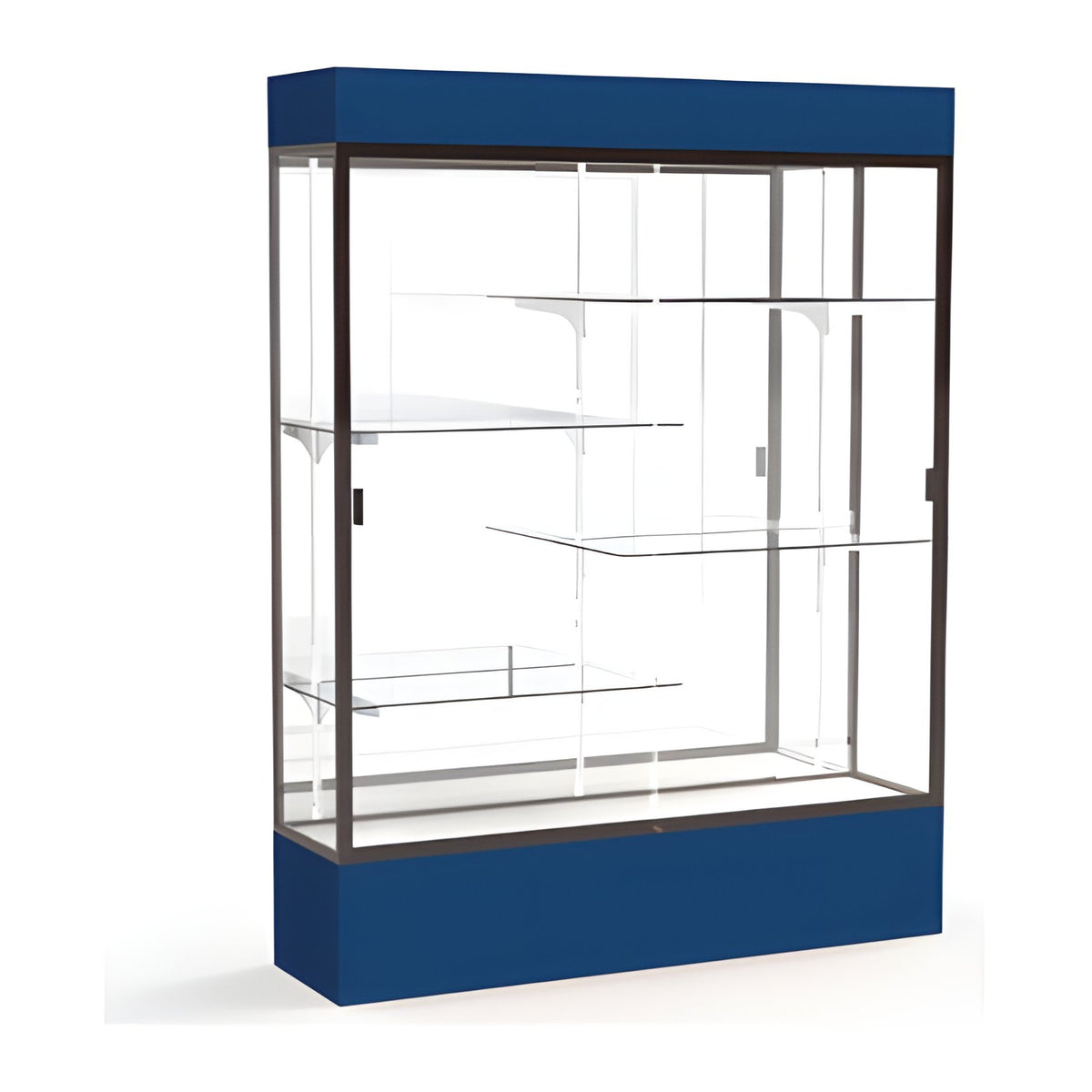 Spirit Navy Display Case (Lighted), Mirror Back w/ Dark Bronze aluminum frame finish, 80"H x 60"W x 16"D