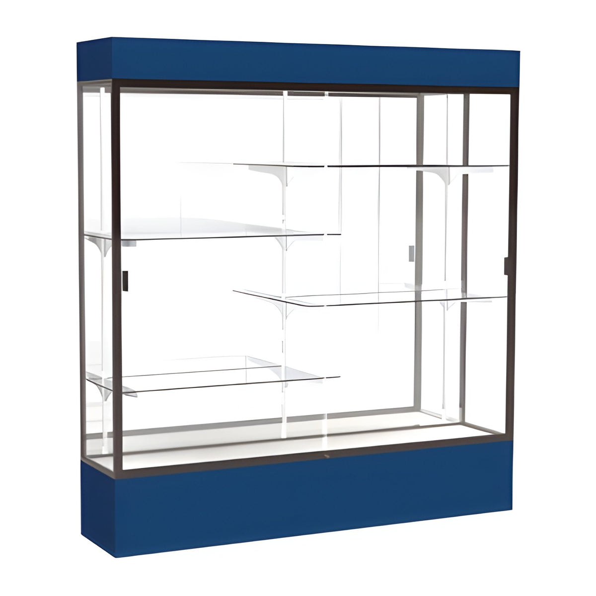 Spirit Navy Display Case (Lighted), Mirror Back w/ Dark Bronze aluminum frame finish, 80"H x 72"W x 16"D