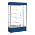 Spirit Navy Display Case (Lighted), Mirror Back w/ Satin Natural aluminum frame finish, 80"H x 48"W x 16"D