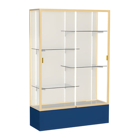 Spirit Navy Display Case (Unighted), Plaque Fabric Back w/ Champagne aluminum frame finish, 72"H x 48"W x 16"D