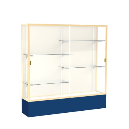 Spirit Navy Display Case (Unighted), Plaque Fabric Back w/ Champagne aluminum frame finish, 72"H x 72"W x 16"D