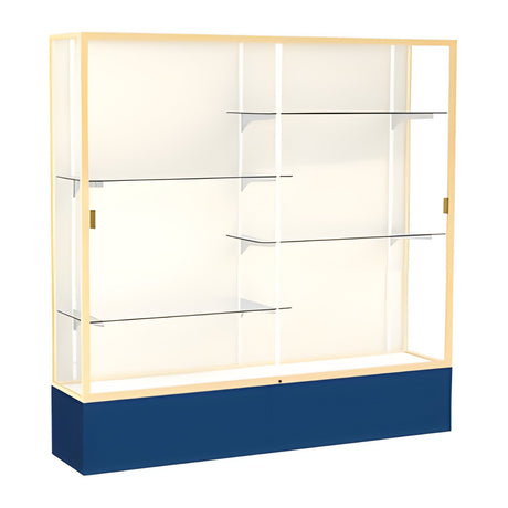 Spirit Navy Display Case (Unighted), Plaque Fabric Back w/ Champagne aluminum frame finish, 72"H x 72"W x 16"D