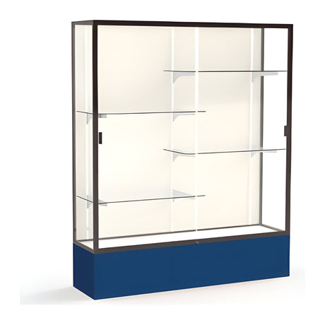 Spirit Navy Display Case (Unighted), Plaque Fabric Back w/ Dark Bronze aluminum frame finish, 72"H x 60"W x 16"D
