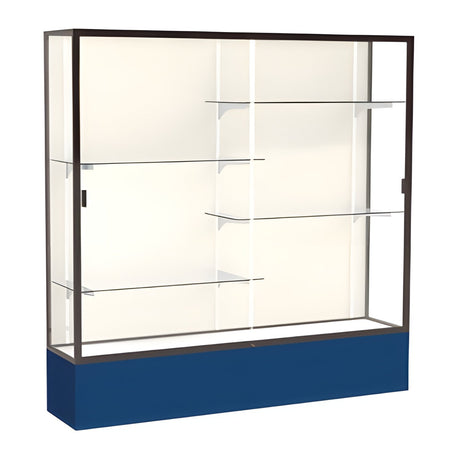 Spirit Navy Display Case (Unighted), Plaque Fabric Back w/ Dark Bronze aluminum frame finish, 72"H x 72"W x 16"D