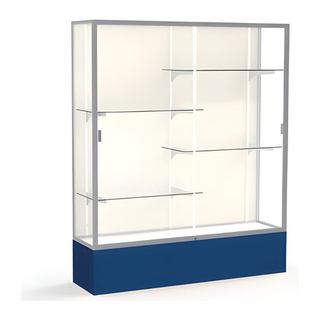 Spirit Navy Display Case (Unighted), Plaque Fabric Back w/ Satin Natural aluminum frame finish, 72"H x 60"W x 16"D