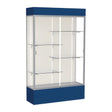 Spirit Navy Display Case (Lighted), Plaque Fabric Back w/ Satin Natural aluminum frame finish, 80"H x 48"W x 16"D