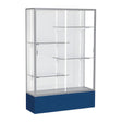 Spirit Navy Display Case (Unighted), White Laminate Back w/ Satin Natural aluminum frame finish, 72"H x 48"W x 16"D