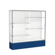 Spirit Navy Display Case (Unighted), White Laminate Back w/ Satin Natural aluminum frame finish, 72"H x 72"W x 16"D