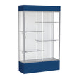 Spirit Navy Display Case (Lighted), White Laminate Back w/ Satin Natural aluminum frame finish, 80"H x 48"W x 16"D