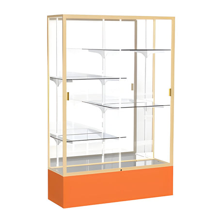 Spirit Orange Display Case (Unighted), Mirror Back w/ Champagne aluminum frame finish, 72"H x 48"W x 16"D