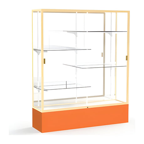 Spirit Orange Display Case (Unighted), Mirror Back w/ Champagne aluminum frame finish, 72"H x 60"W x 16"D