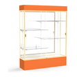 Spirit Orange Display Case (Lighted), Mirror Back w/ Champagne aluminum frame finish, 80"H x 60"W x 16"D