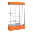 Spirit Orange Display Case (Lighted), Mirror Back w/ Satin Natural aluminum frame finish, 80"H x 48"W x 16"D