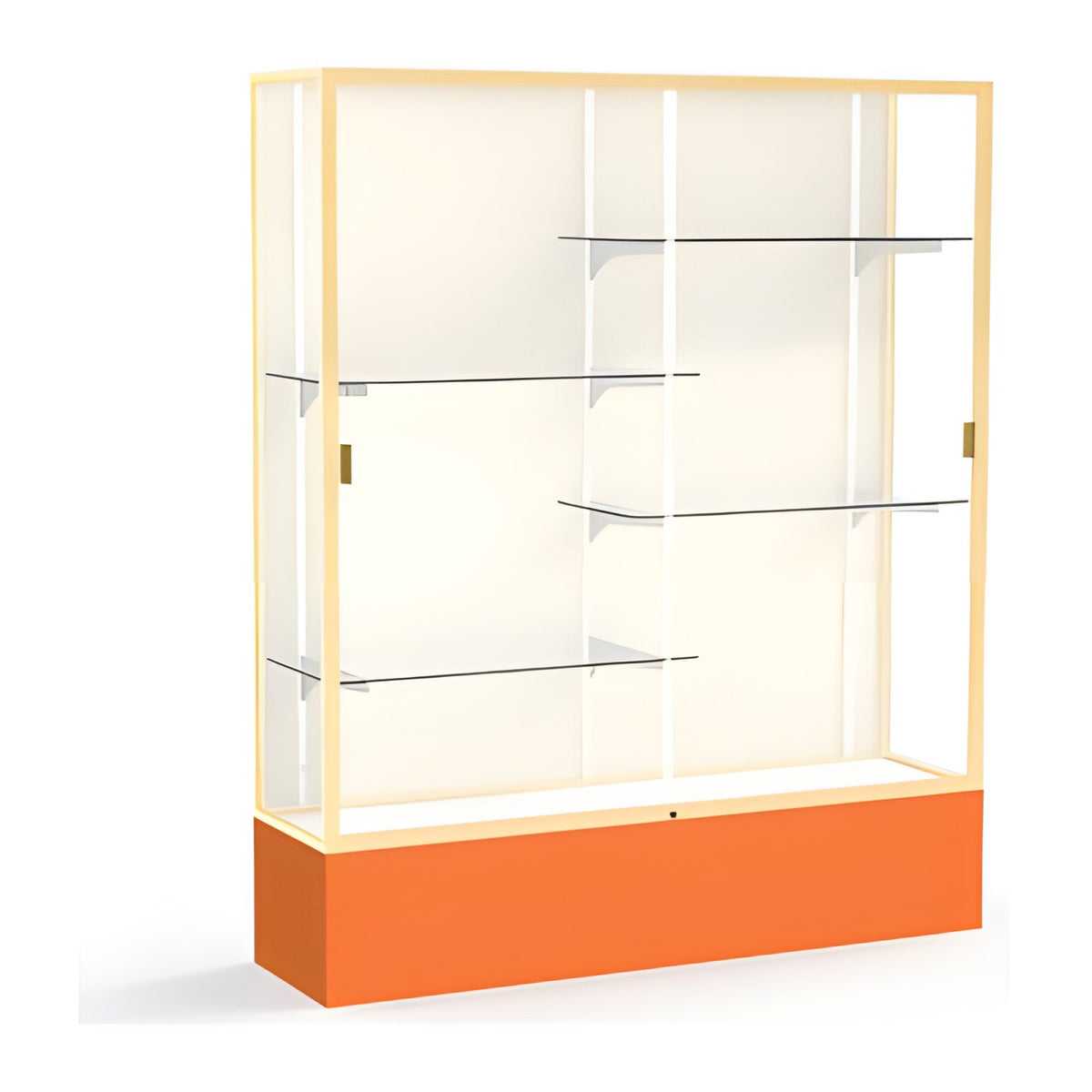 Spirit Orange Display Case (Unighted), Plaque Fabric Back w/ Champagne aluminum frame finish, 72"H x 60"W x 16"D