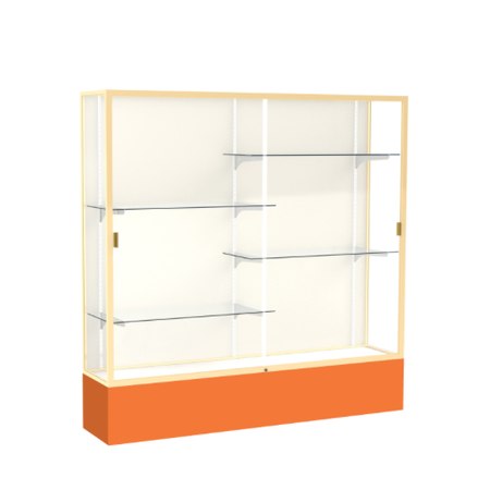 Spirit Orange Display Case (Unighted), Plaque Fabric Back w/ Champagne aluminum frame finish, 72"H x 72"W x 16"D