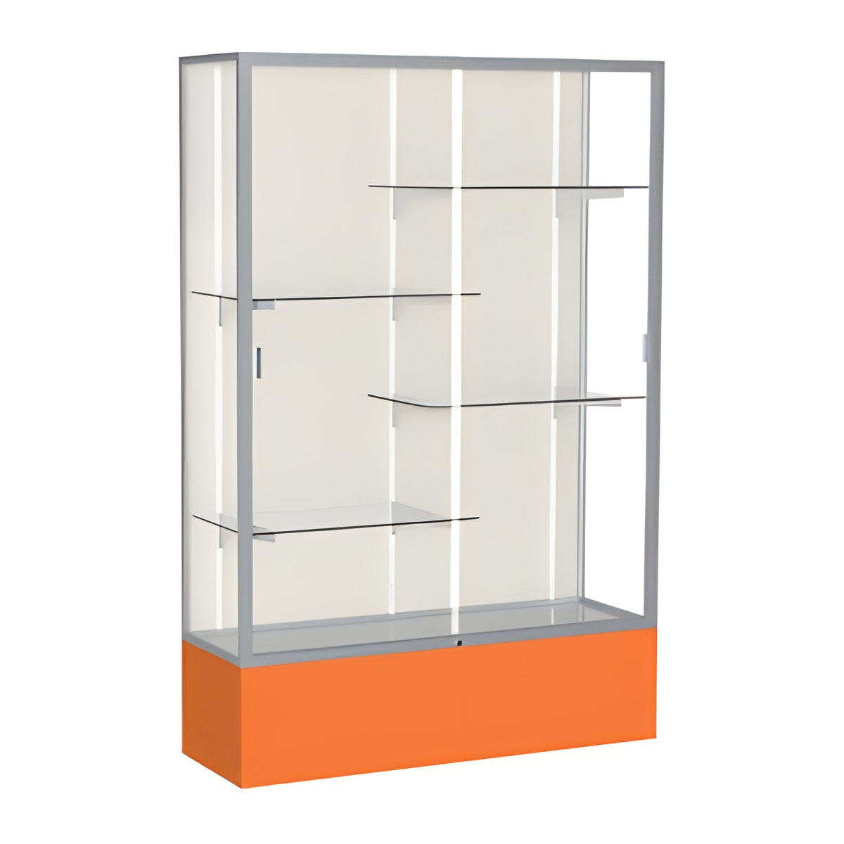 Spirit Orange Display Case (Unighted), Plaque Fabric Back w/ Satin Natural aluminum frame finish, 72"H x 48"W x 16"D