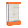 Spirit Orange Display Case (Lighted), Plaque Fabric Back w/ Satin Natural aluminum frame finish, 80"H x 48"W x 16"D