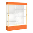 Spirit Orange Display Case (Lighted), White Laminate Back w/ Champagne aluminum frame finish, 80"H x 60"W x 16"D