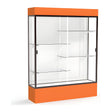 Spirit Orange Display Case (Lighted), White Laminate Back w/ Dark Bronze aluminum frame finish, 80"H x 60"W x 16"D