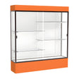 Spirit Orange Display Case (Lighted), White Laminate Back w/ Dark Bronze aluminum frame finish, 80"H x 72"W x 16"D