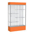 Spirit Orange Display Case (Lighted), White Laminate Back w/ Satin Natural aluminum frame finish, 80"H x 48"W x 16"D