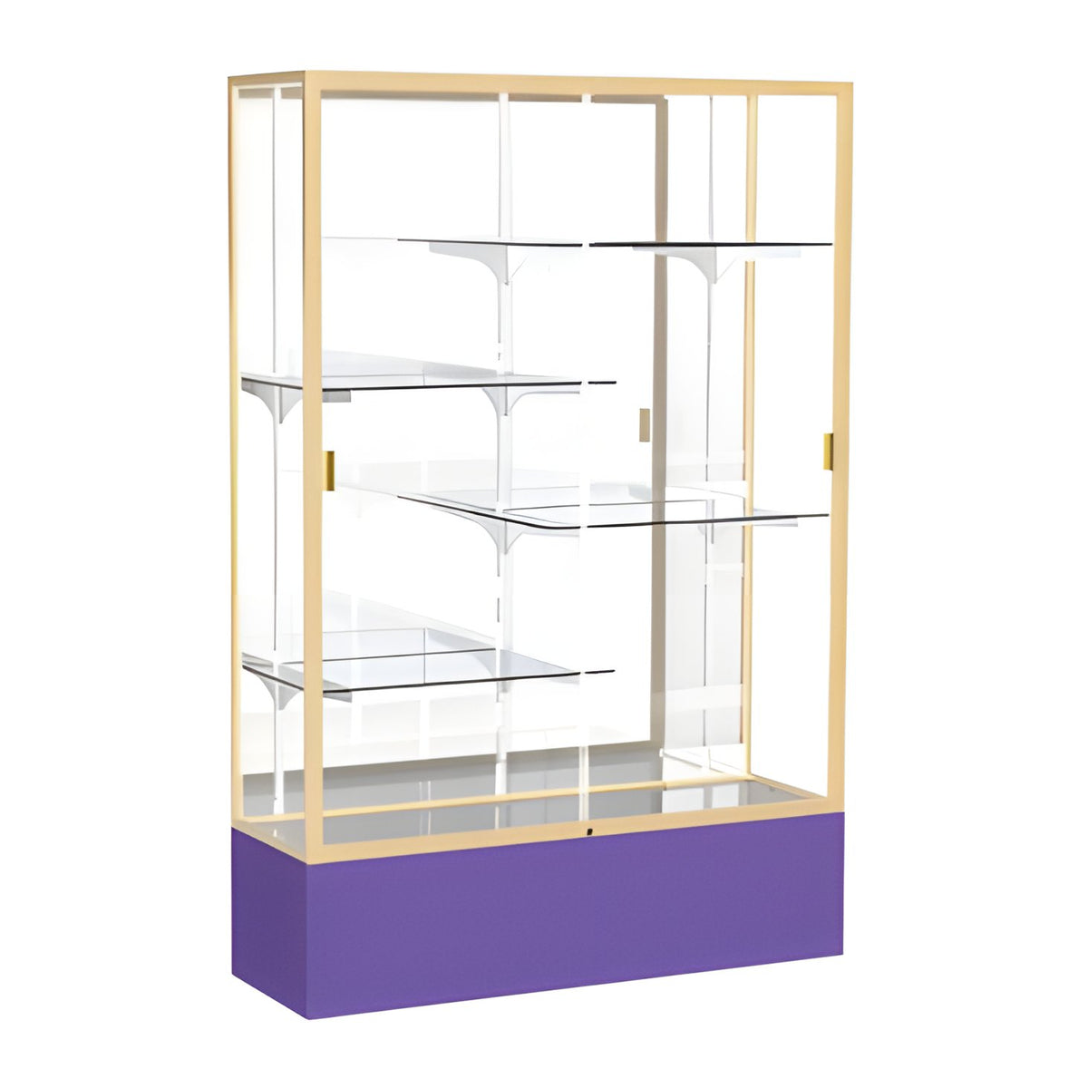Spirit Purple Display Case (Unighted), Mirror Back w/ Champagne aluminum frame finish, 72"H x 48"W x 16"D