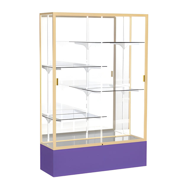 Spirit Purple Display Case (Unighted), Mirror Back w/ Champagne aluminum frame finish, 72"H x 48"W x 16"D