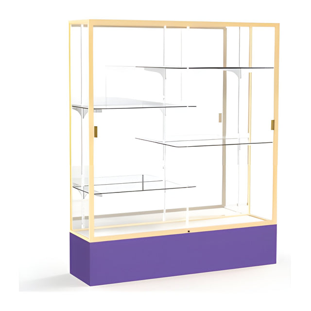 Spirit Purple Display Case (Unighted), Mirror Back w/ Champagne aluminum frame finish, 72"H x 60"W x 16"D