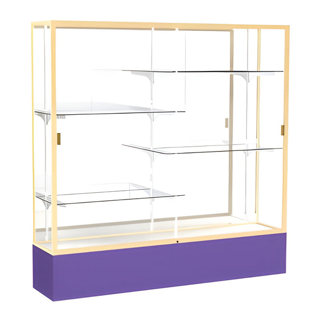 Spirit Purple Display Case (Unighted), Mirror Back w/ Champagne aluminum frame finish, 72"H x 72"W x 16"D