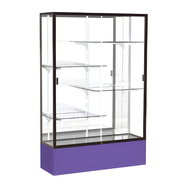 Spirit Purple Display Case (Unighted), Mirror Back w/ Dark Bronze aluminum frame finish, 72"H x 48"W x 16"D
