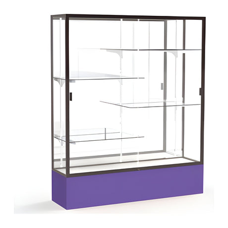 Spirit Purple Display Case (Unighted), Mirror Back w/ Dark Bronze aluminum frame finish, 72"H x 60"W x 16"D