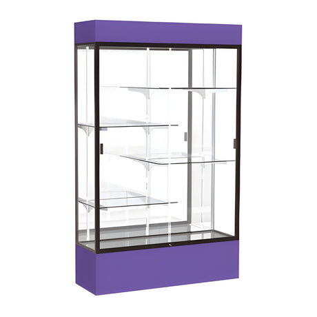 Spirit Purple Display Case (Lighted), Mirror Back w/ Dark Bronze aluminum frame finish, 80"H x 48"W x 16"D