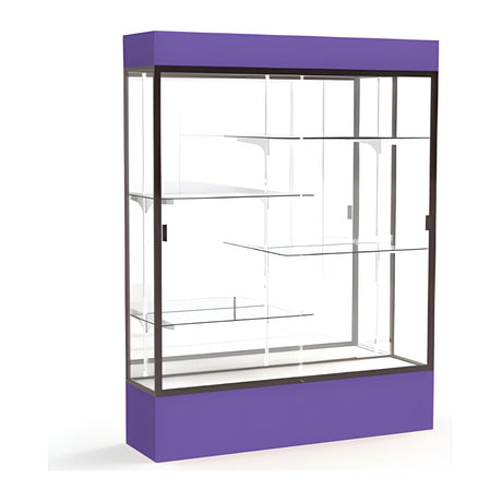 Spirit Purple Display Case (Lighted), Mirror Back w/ Dark Bronze aluminum frame finish, 80"H x 60"W x 16"D
