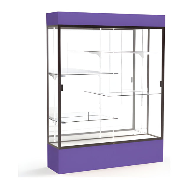 Spirit Purple Display Case (Lighted), Mirror Back w/ Dark Bronze aluminum frame finish, 80"H x 60"W x 16"D
