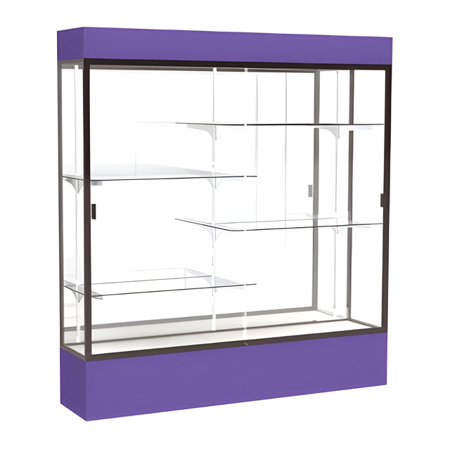 Spirit Purple Display Case (Lighted), Mirror Back w/ Dark Bronze aluminum frame finish, 80"H x 72"W x 16"D