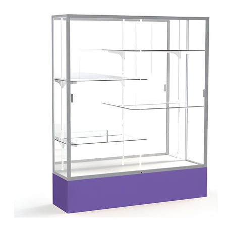 Spirit Purple Display Case (Unighted), Mirror Back w/ Satin Natural aluminum frame finish, 72"H x 60"W x 16"D