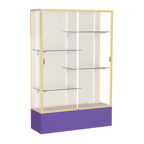 Spirit Purple Display Case (Unighted), Plaque Fabric Back w/ Champagne aluminum frame finish, 72"H x 48"W x 16"D