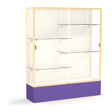 Spirit Purple Display Case (Unighted), Plaque Fabric Back w/ Champagne aluminum frame finish, 72"H x 60"W x 16"D